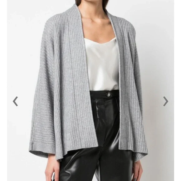 Vince Sweaters Vince Gray Ribbed Wool Cashmere Split